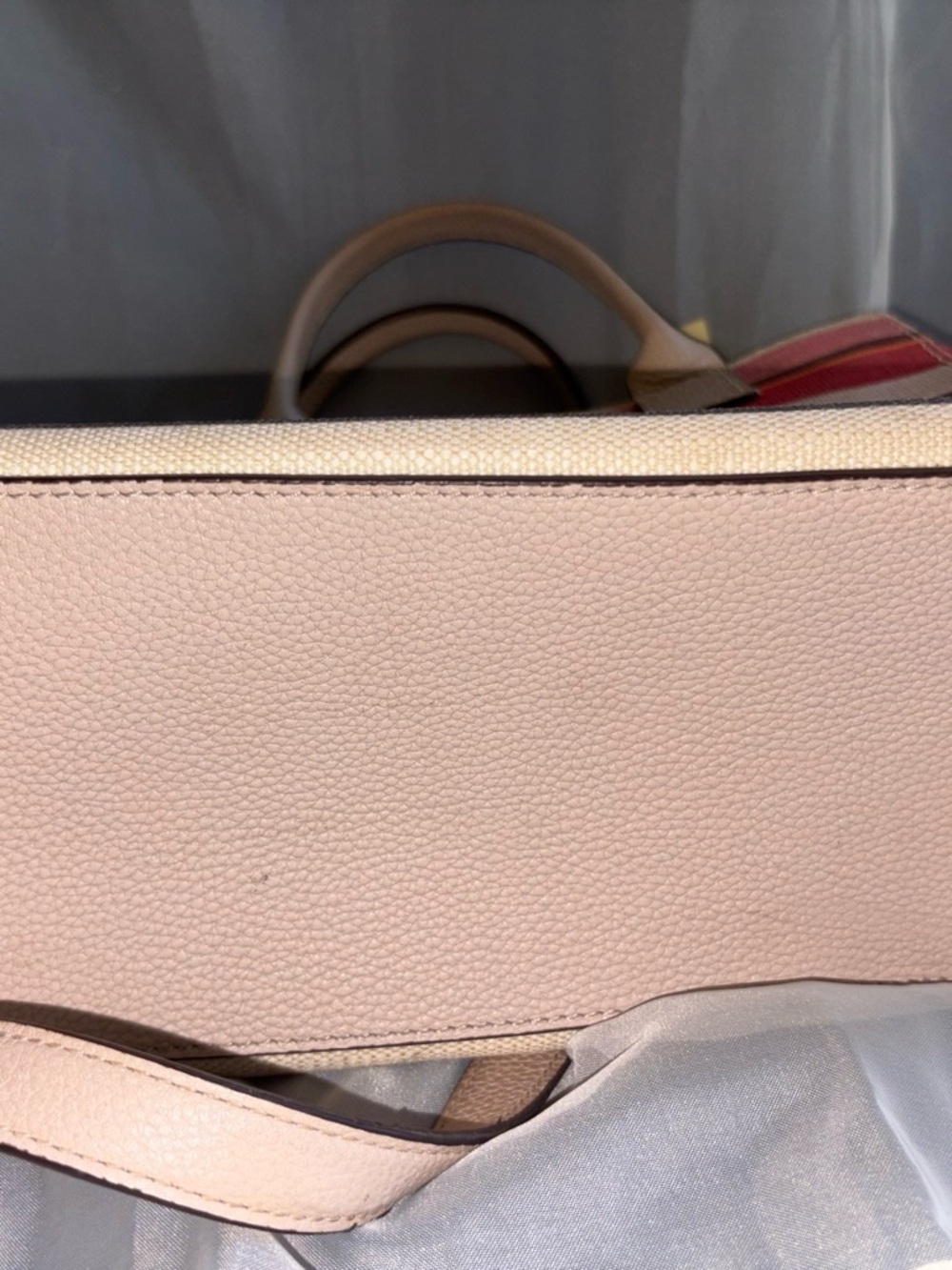 Kate Spade Satchel Striped Woven Canvas Leather Crossbody Medium - Picture 8 of 8